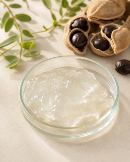 Translucent plant-derived xyloglucan gel in a dish