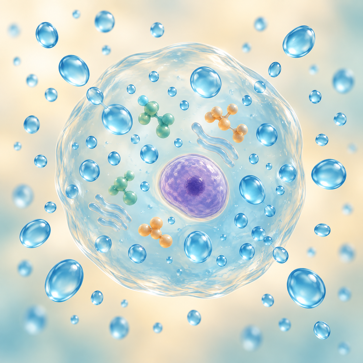 Conceptual cellular water balance illustration