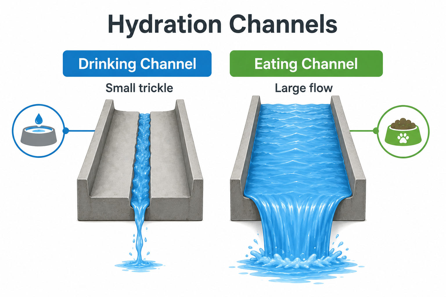 Simple diagram showing drinking channel and eating channel